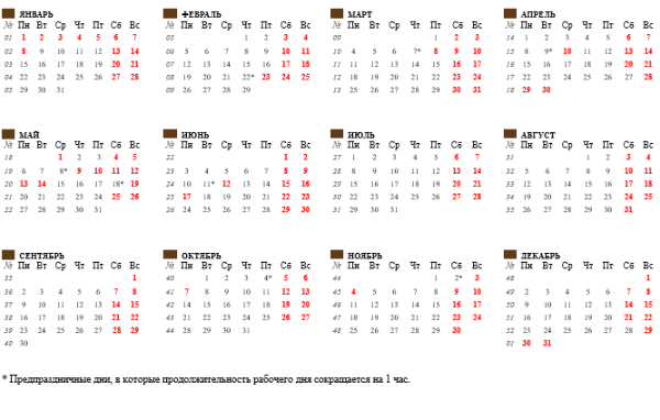 Производственный календарь Республики Адыгея на 2024 год